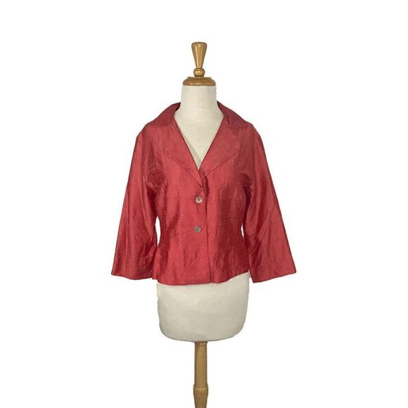 Kathleen Sommers 8 M Coral Pink Silk Blazer Jacket Art to Wear Church Evening - Picture 1 of 9